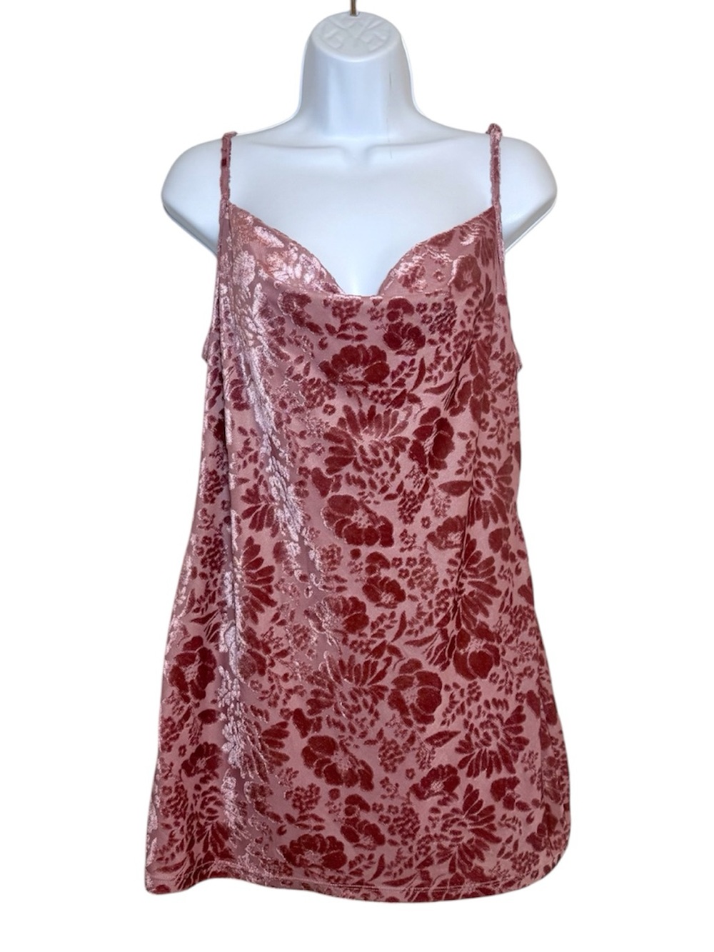 Urban Outfitters Burnout Velvet Mini Dress Pink Floral Cowl Neck Slip Dress